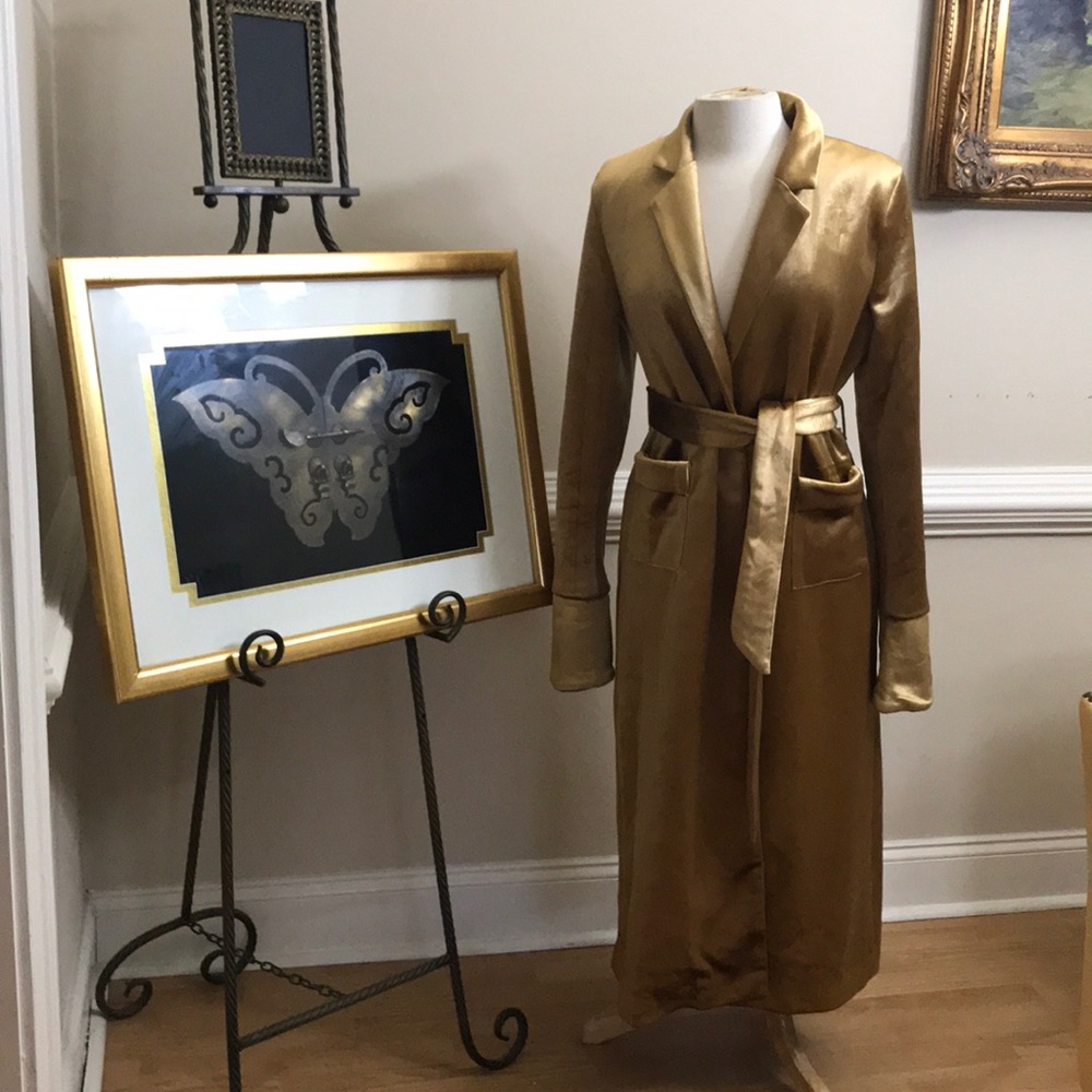 Beulah Style Velvet Gold Trench Coat